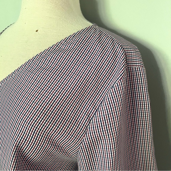 Anthropologie Sunday in Brooklyn Red White Navy Blue Plaid Blouse Top Size L - Picture 3 of 11